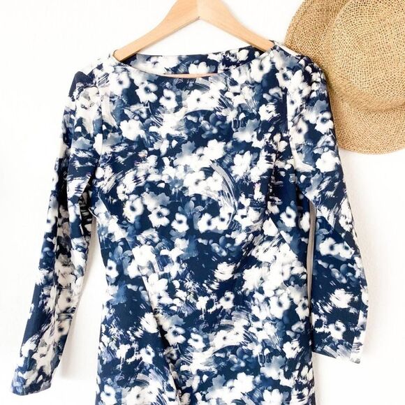 ZARA Woman Blue Floral Long Sleeve Dress - Picture 5 of 5
